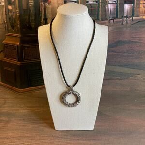 0117 Deadstock Lia Sophia Silver Tone Garland Pendant Necklace w/Rhinestones